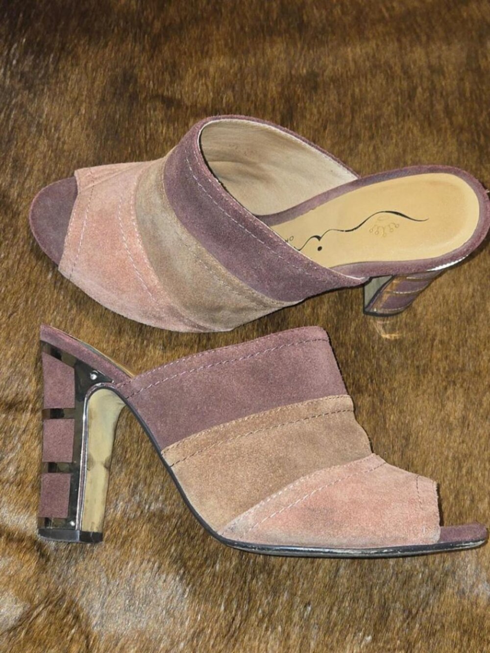 Nina Women's Pink and Brown Mules